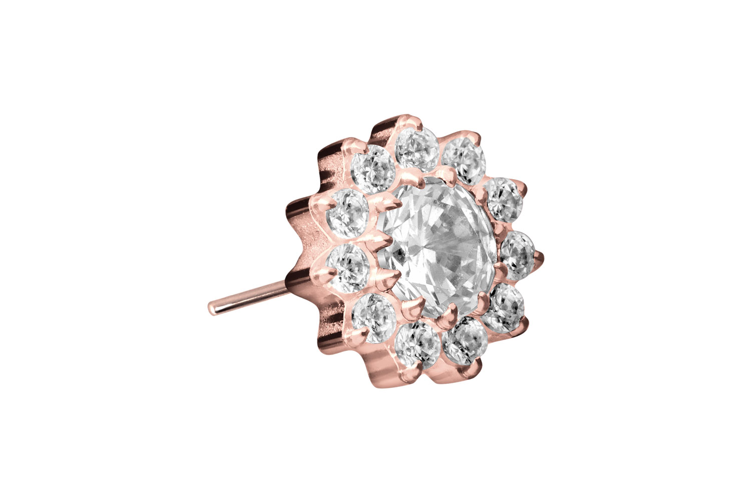 Titan Aufsatz mit Push Pin KRISTALLBLUME von Piercingline